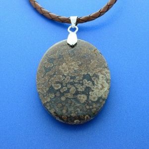Turtle Jasper Shaman Necklace Leather Braid Cord